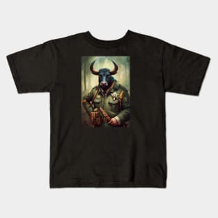 Bull dressed as a Forest Ranger No.1 Kids T-Shirt